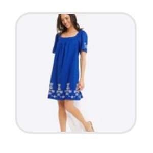 NWT Draper James Maren Shift Dress in Cobalt Blue Embroidered Floral Size Small